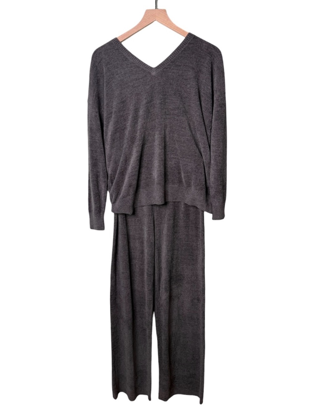 NWT Barefoot Dreams Pajama Set 2 Piece Sweater Wide Leg Pants Carbon Grey Small